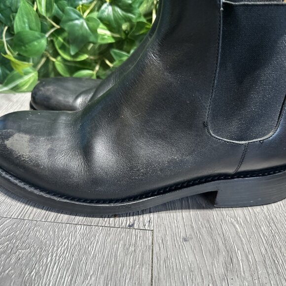 John Varvatos Chelsea Boot Sz 10 Black Leather Pull On Italy Made Distressed main image 5